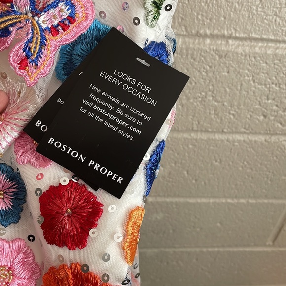 Boston Proper Floral & butterfly sequenced lined jacket size 12 NWT - Picture 10 of 11